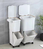 Double-Deck Trash Bin with Swing Lid